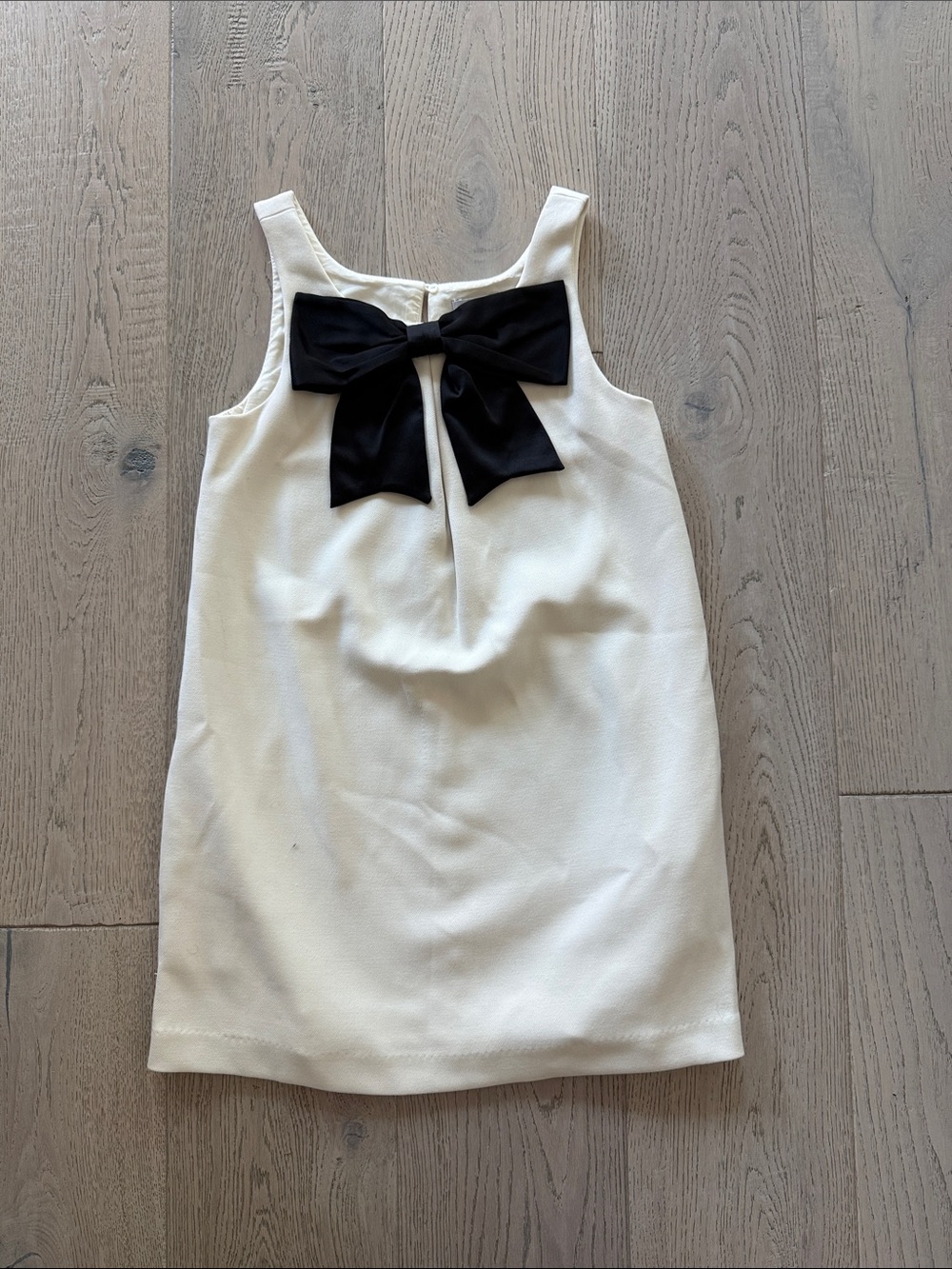 Zara Cream Sleeveless Dress with Black Bow